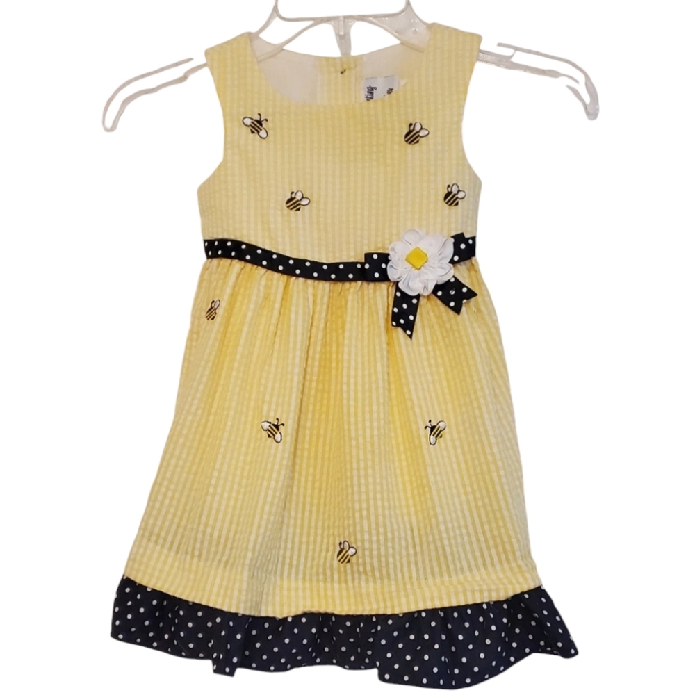 Counting Daisies Gingham Bumble Bee Dress, Size 3T